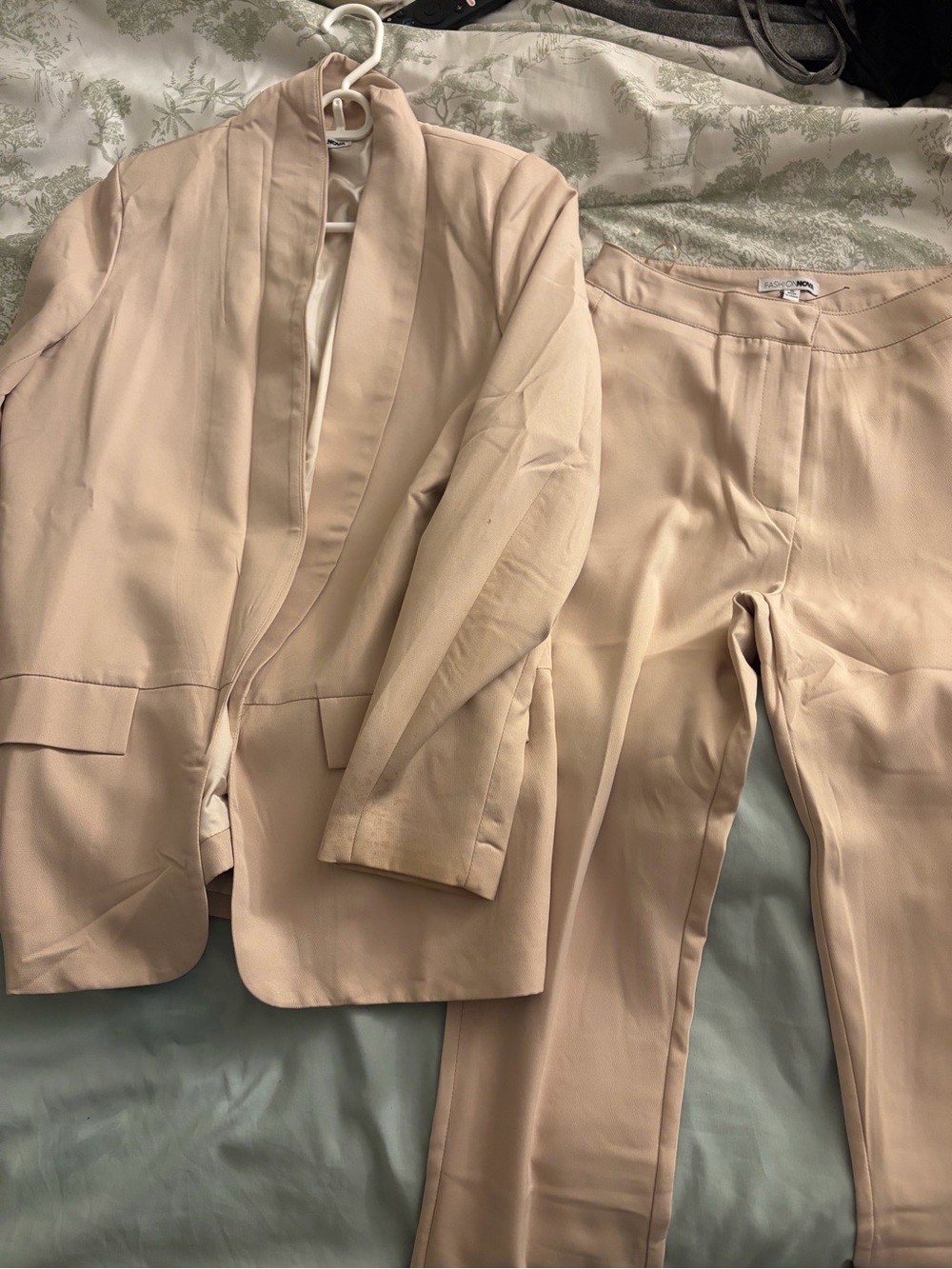 Fashion Nova Beige Two-Piece Blazer & Pants Set